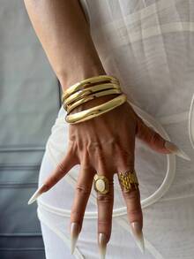 Bộ 12/15/6/4/1 chiếc vòng tay vàng, vòng tay bản rộng, vòng tay dày, bộ vòng tay, vòng tay nữ, quà tặng cho nữ. - Vàng - Xem 15