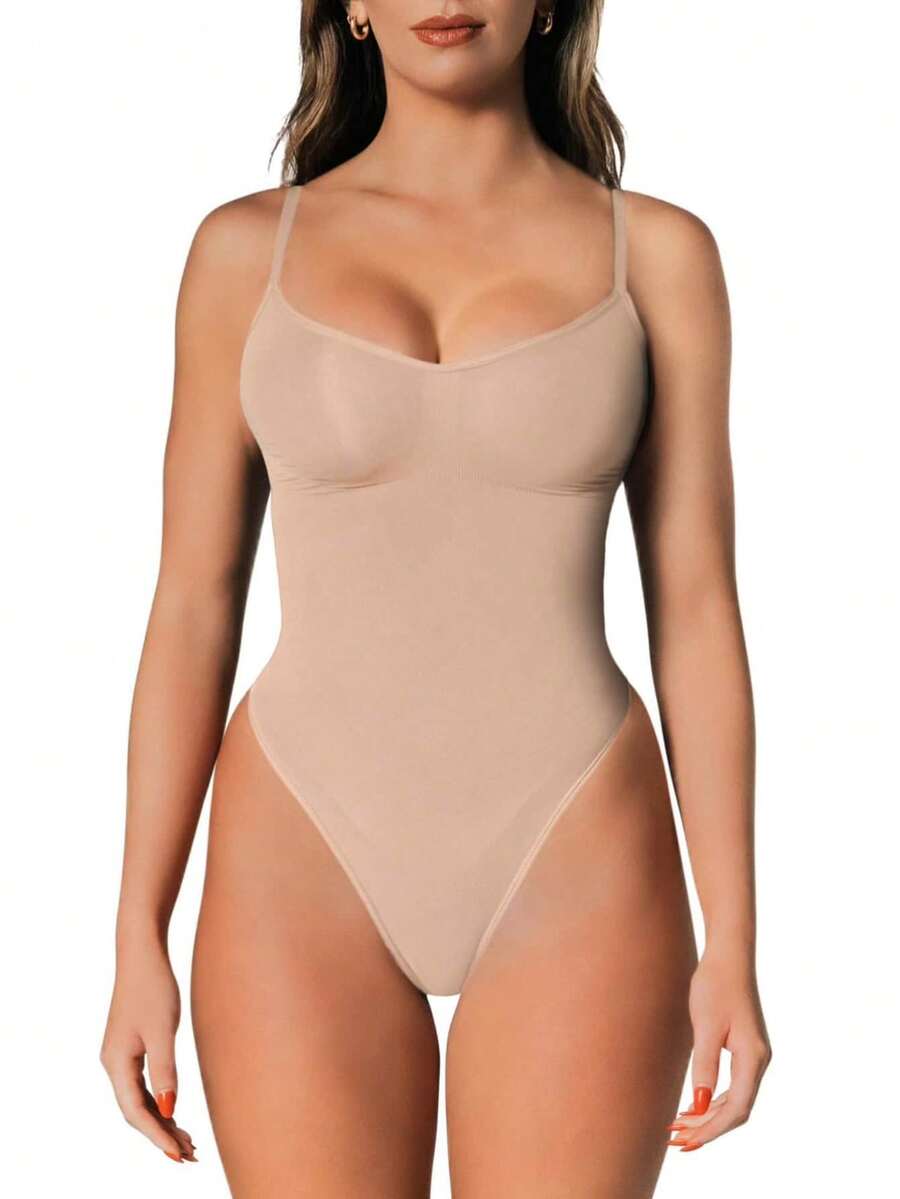 Tummy Control Bodysuit – Thong Shapewear With Snatched Waist - Màu be - Xem 1