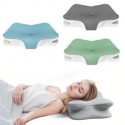 Travesseiro de proteção de pescoço tipo borboleta, travesseiro de memória para dormir, com recuperação lenta e função de pressão zero