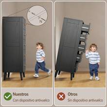 Cómoda de Lujo Ligera para Dormitorio, Armario de Almacenamiento - Negro - Ver 6