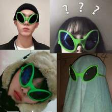1 件外星人主题派对眼镜、头饰、新奇塑料照片道具，适合生日、单身派对、酒吧、新年庆祝、万圣节、圣诞节活动和派对装饰 - 彩色 - 查看 2