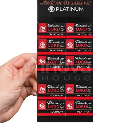 Kit 50 Lâminas Duplas Lord Egito Platinum Profissional Precisão e Durabilidade para o Barbeiro Exigente