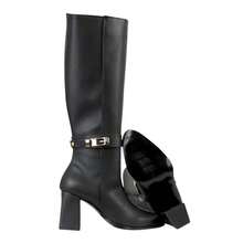 Bota Larga Alta para mujer Comoda Ligera Juvenil Kuali Shoes - Negro - Ver 9