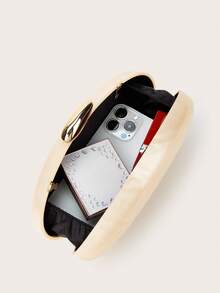 2025 Spring Fashion Wedding Clutch, European And American Style Acrylic Glossy Evening Handbag, Egg-Shaped Shoulder Bag With Personalized, Crossbody, Perfectly Matching With Prom Accessories - White - View 7