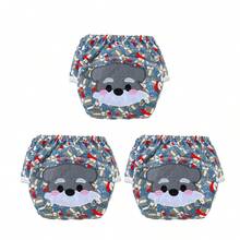 3/6片装可重复使用婴儿尿布，刺绣可重复使用婴儿训练内衣，男孩女孩学习内衣，透气，柔软舒适 - 彩色 - 查看 12