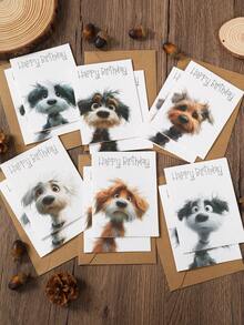 24 piezas/12 sets Tarjetas de felicitación de cumpleaños para perros, 6 diseños diferentes, tarjetas de felicitación de fiesta de cumpleaños feliz, tarjetas de felicitación de celebración de vacaciones, tarjetas de felicitación, adecuadas para todas las ocasiones, tarjetas de agradecimiento, tarjetas de felicitación, tarjetas de condolencia, suministros de oficina, accesorios y etiquetas de regalo de vacaciones, recuerdos de fiesta, incluye 12 piezas de tarjetas de felicitación y 12 piezas de sobres