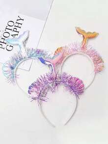 1pc Mermaid Mesh Flower Animal Design Hair Band For Party - Purple - View 7