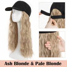 16inch/40cm Adjustable Baseball Cap Hat With Long Wavy Curly Hair Wig Synthetic Hairpiece Corn Wave Curly Hair Extensions For Women Daily Wear, Easy To Put On And Take Off, Natural Looking, Soft And Breathable, Perfect For Casual Outings And Sports Events Halloween Xmas Party - 彩色 - 查看 14