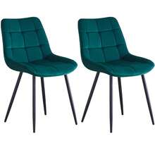 AINPECCA Dining Chairs Set Of 2 Pcs Velvet Kitchen Counter Chairs Lounge Leisure Living Room Corner Reception With Backrest And Padded Seat - Green - View 1