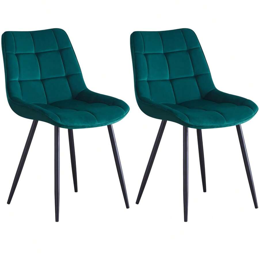 AINPECCA Dining Chairs Set Of 2 Pcs Velvet Kitchen Counter Chairs Lounge Leisure Living Room Corner Reception With Backrest And Padded Seat - Green - View 1