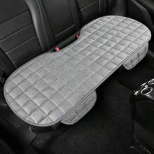 1pc Plush Checkered Car Seat Cushion, Thick Padded, Backless, Warm, Breathable, Anti-Slip, Suitable For All Seasons