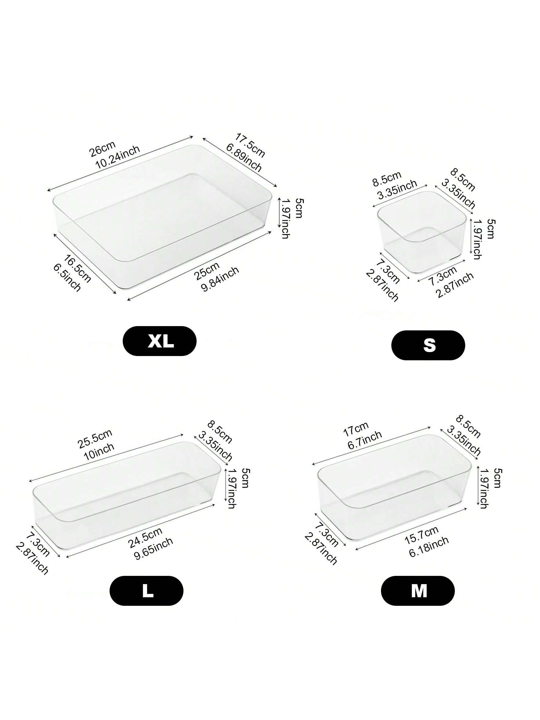 6/7 صناديق منظم شفافة للأدراج، صناديق تخزين مستحضر...