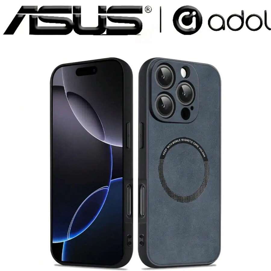 Esta funda magnética para teléfono, hecha de piel de oveja, es compatible con los modelos 12 al 16. Es suave al tacto, se adhiere magnéticamente a soportes inalámbricos o de pared y es compatible con diversos dispositivos. Además, es resistente a los golpes, antideslizante, ligera y ofrece una excelente protección. - Azul - Ver 1