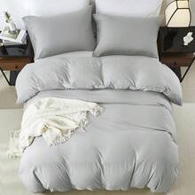 2PCS/3PCS Minimalist Style Duvet Cover Set(1 Duvet Cover+ 1/2 Pillowshams), No A Comforter,No Quilt, No Filling, Machine Washable Durable Summer Bedding Set, Lightweight Set, Breathable, All-Season, Wonderful Room Decor, Holiday Gift - Grey - View 3