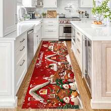 Holiday Reindeer Christmas Doormat - Vibrant Holiday Decor, Non-Slip Backing, Machine Washable, Polyester Entrance Rug, Suitable For Indoor/Outdoor Use, Easy To Clean, Perfect For Winter, Christmas Decoration Bathroom Kitchen Decor