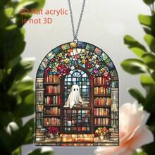 1pc Cute Ghost Greenhouse Sun Catcher Decoration, Halloween Ghost Acrylic Pendant, Gift For Plant Lovers, Halloween Home Decoration, 2D Flat Gift For Mom Halloween Decor Room Decor