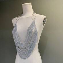 1pc Unisex Punk Tassel Chain Body Chain, Sexy Suitable For Parties, Christmas, Music Festivals, Runway Shows - Silver - View 5
