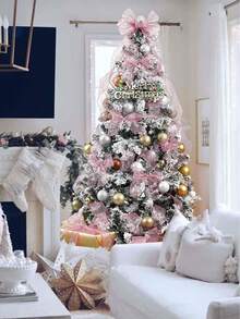 1 dây ruy băng kim tuyến màu hồng Giáng sinh, dây ruy băng lưới Giáng sinh, dây ruy băng viền kim loại lấp lánh dùng để gói quà, làm vòng hoa trang trí đầu cây thông Noel, nơ trang trí nhà cửa, đồ thủ công DIY - Hồng - Xem 4