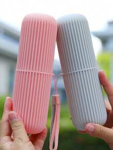 1pc Travel Toothbrush Storage Box, Portable Dust-Proof Toothbrush, Toothpaste, Toiletry Storage Box For Travel, Camping, Rinsing Cup