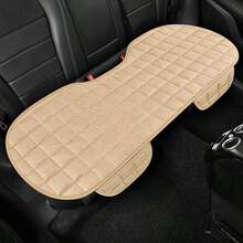 1pc Plush Checkered Car Seat Cushion, Thick Padded, Backless, Warm, Breathable, Anti-Slip, Suitable For All Seasons