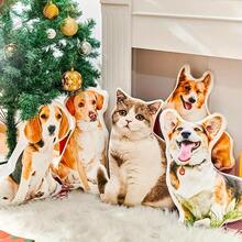 [ Customization ] 1 Personalized Pet Shaped Pillow, Pet Portrait Pillow, Dog And Cat Commemorative Gift, Pet Creative Gift, Commemorative Gift, Colorful And Unique Personalized Customized Gift, Double-Sided Printing, Three-Dimensional Decoration, Ideal Choice For Christmas And Thanksgiving. - Multicolor - View 3