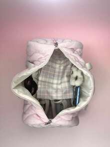 Joyeuse Casual Cute Dopamine Style Lightweight Soft Plush Puffy Down Knitting Quilt Bag Pink Luggage Bag Duffel Bag For Girls And Women Perfect For Gift Bag And For Fall Essential For Gym And Sport