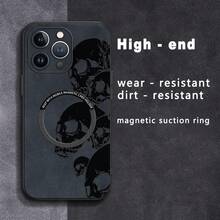 Funda magnética para teléfono con diseño de calavera, de imitación de piel de oveja, compatible con los modelos 12, 13, 14, 15, 16 Plus, Pro y Pro. Elegante y de alta calidad. Una excelente opción. - Colores mixtos 1 - Ver 7