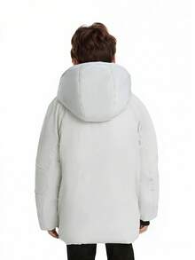 SOLOCOTE Boys' Button Front Hooded Padded Coat, Raglan Sleeve Warm Winter Coat, Christmas Gift