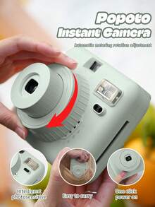 Popoto Instant Camera, Compatible With Mini Instant Film, Includes 10 Sheets Of Film, Built-In Flash, Optical Imaging, Center Viewfinder, Vintage Film-Like Photo Quality (Batteries Not Included) - Camera + Film, Selfie Mirror - View 5