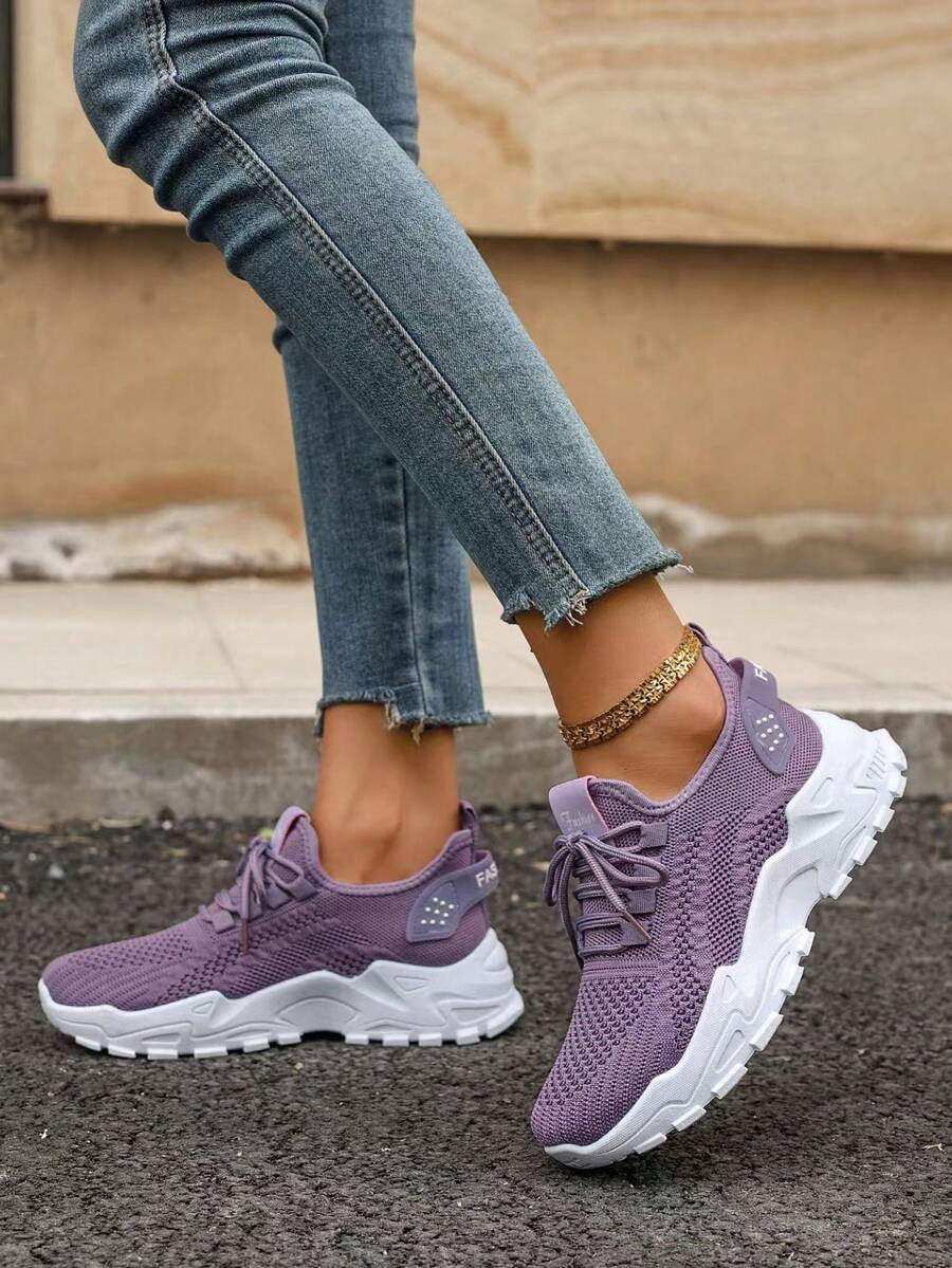 FZY Ventilating Mesh Sports Shoes] Lightweight And Breathable Mesh Sports Shoes With EVA Sole, Comfortable Ankle Support, Lace-Up Low-Top Running And Tennis Shoes, Suitable For Both Men And Women, Retro Style, Suitable For All Seasons, Fitness Shoes, Elegant Women's Sports Shoes, Perfect For Wearing On Valentine's Day, Multi-Functional Suitable For Middle-Aged And Elderly Women's Shoes, Fashionable Women's Winter Sports Shoes, A Must-Have Item For Valentine's Day Outfits, Discounted Women's Shoes, Winter Lady's Hiking Shoes - 紫色 - 查看 1