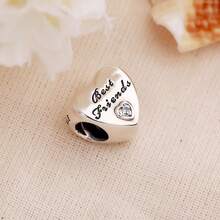 PANDORA 潘朵拉 好朋友串珠女士銀色925銀永恆朋友愛心串飾串珠DIY串珠手鍊串珠送女友送媽媽送孩子聖誕禮物生日禮物開學禮物 791727CZ - 銀色 - 查看 3