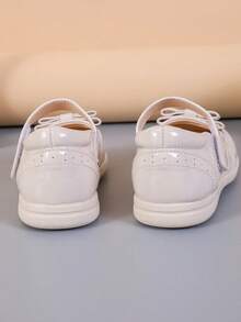 1 Pair Fashionable Solid Color Cute Bow Accent Flat Shoes, Suitable For School, Commuting, All Seasons - Beige - View 6