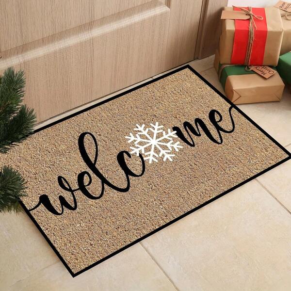 1 pezzo Zerbino natalizio di benvenuto, 1 pezzo Zerbino rettangolare in velluto cristallo morbido e antiscivolo per ingresso, in poliestere, lavabile in lavatrice, per casa, bagno, soggiorno, decorazione natalizia. Disponibile in più misure. [Tappetino da bagno] [Tappetino da bagno] [Tappetini da bagno] Decorazioni autunnali/Decorazioni del Ringraziamento/Decorazioni di Ognissanti per bagno e cucina