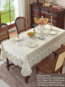 1 件天鹅绒面料优雅 3D 金色刺绣蕾丝边桌布，矩形或方形，适用于厨房、餐厅、会议桌，四季皆宜，防污耐热，家居和派对/婚礼装饰