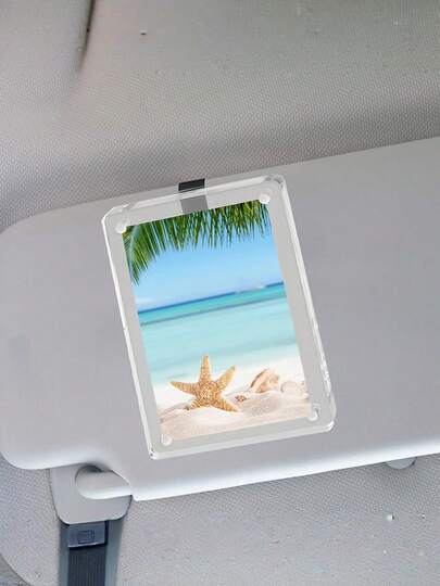 1 Set Car Sun Visor Photo Frame, For Displaying Photos And Decorating Car Interior, Clip-On Car Accessory, Convenient Display, Dashboard Decor, Car Accessory, Fashionable Holder, Modern Car Decoration, Polished Surface, Car Enthusiasts, Personalized Car Photo Decor, Car Photo Accessory, Sun Visor Photo Clip