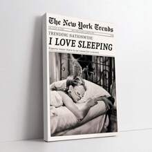 Vintage New York Times Canvas Posters - Optional Frame Wall Arts, Women Sleeping Design, Perfect For Living Room Decor, Bedroom Decor, Or Dorm Decor, Perfect For Room Decor, Wall Art With Frame