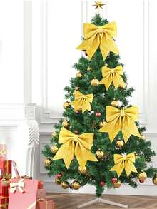 1pc/5pcs/10pcs Christmas Barn Door, Christmas Tree, Snowy Landscape Party Theme Gold Powder Christmas Confetti Bowknot Decor