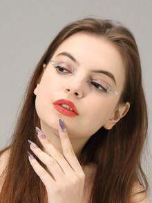 1pc 3d Silver Hot Stamping Jelly Sticker For Eye & Face - Multicolor - View 8