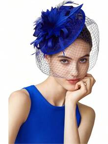 Fascinator Hat Fascinator Tea Party Pillbox Derby Hat Bridal Wedding Party - D-裸粉色 - 查看 6