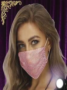 Maska na twarz z siateczki z ozdobnymi kryształkami, oddychająca, odpowiednia do klubu nocnego, na występy, na wiosnę/lato, na karnawał, bal maskowy