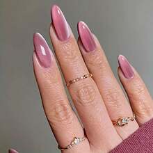 24Pcs Cat Eye Press On Nails Teardrop Shape Pink Magnetic Effect False Nails Glossy Finish Full Cover Glue On Nails Manicure Set - Màu Hồng Tươi - Xem 2