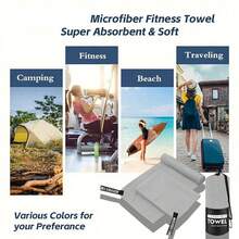 Toalha de praia/natação de microfibra superabsorvente de secagem rápida, 2/1 peça, toalha de praia macia de secagem rápida, dupla face, de pelúcia, cor sólida, portátil, para ioga, fitness e esportes