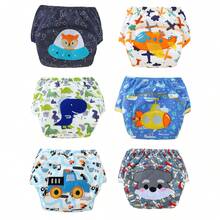 3/6片装可重复使用婴儿尿布，刺绣可重复使用婴儿训练内衣，男孩女孩学习内衣，透气，柔软舒适 - 彩色 - 查看 9