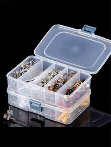 1pc Transparent Plastic Desktop Storage Box, Multi-Purpose Organizer Box For Small Items, Toys, Jewelry, Stickers, Cards, Hair Accessories. Slight Color Difference Does Not Affect Usage.