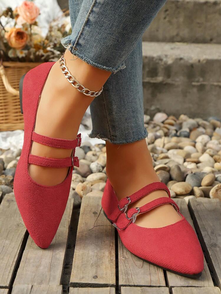 Mocasines planos con puntera puntiaguda y estampado de leopardo para mujer, de moda para uso diario y casual, cómodos y ligeros - Rojo - Añade 4