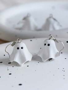 1 para uroczych białych kolczyków z motywem ducha, nowe akcesoria do biżuterii na imprezę halloweenową