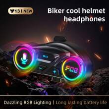 Y13 Motorcycle Bluetooth Helmet Headset Wireless Motorbike Hands-Free Call Speaker Kit Music Player Waterproof Cycling Earphone With Ambient Light