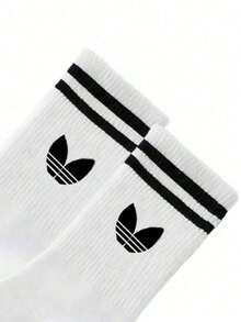 1/2/5 pares de meias listradas com estampa de pétalas até a panturrilha, macias e confortáveis, meias esportivas casuais e versáteis, unissex, para casais, adequadas para uso diário ou ao ar livre, todas as estações - Branco - Ver 5