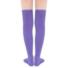 Zando Womens Stripes Thigh High Socks Thigh Highs Casual Knee High Stockings - Màu tím - Xem 6
