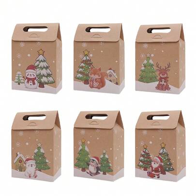 30 قطعة/عبوة صناديق تغليف ورق كرافت مطبوع عليها أنماط عيد الميلاد للبسكويت والحلوى والشوكولاتة، صناديق هدايا للخبز في عيد الميلاد والأعياد (6 أنماط متنوعة) ديكورات عيد الميلاد ، بيجامات عيد الميلاد ، هدايا عيد الميلاد ، ديكور عيد الميلاد